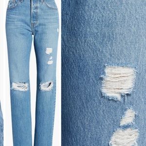 Levi’s 501 ripped straight leg jean